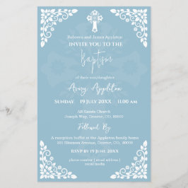 Begroting Uitnodiging Bloemen Kruisdoop Sky Blue Flyer