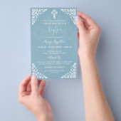 Begroting Uitnodiging Bloemen Kruisdoop Sky Blue Flyer (Hand)