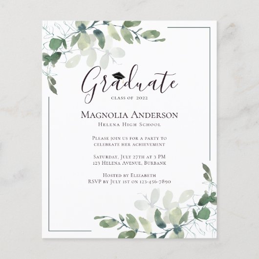 Begroting Uitnodiging Eucalyptus Graduation Party (Voorkant)