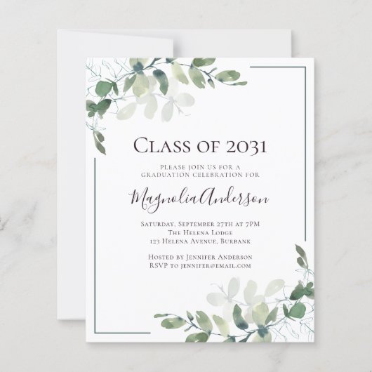 Begroting Uitnodiging Eucalyptus Graduation Party (Voorkant)