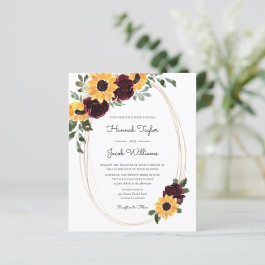 Begroting Uitnodiging tot uitzending van zondbloem (Staand voorkant)