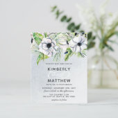 Begroting Uitnodiging voor Rustic Blue White Flora (Staand voorkant)