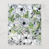 Begroting Uitnodiging voor Rustic Blue White Flora (Achterkant)