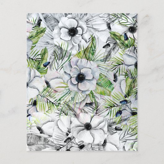 Begroting Uitnodiging voor Rustic Blue White Flora (Achterkant)