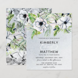 Begroting Uitnodiging voor Rustic Blue White Flora