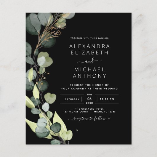 Begroting Uitnodiging voor zwarte weduwen met Euca (Voorkant)