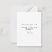 Begroting Unicorn Floral Birthday Dank u Kaart Notitiekaartje (Achterkant)