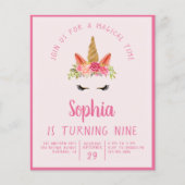 Begroting Unicorn Kind - uitnodiging van de Birthd (Voorkant)