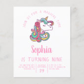 Begroting Unicorn Kind - uitnodiging van de Birthd (Voorkant)