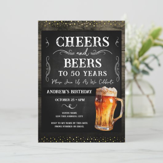 Begroting van de 50e Birthday Party voor kaas en b Kaart (Staand voorkant)