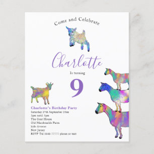 Begroting van de partij "Colorful Goat Thema Birth Flyer