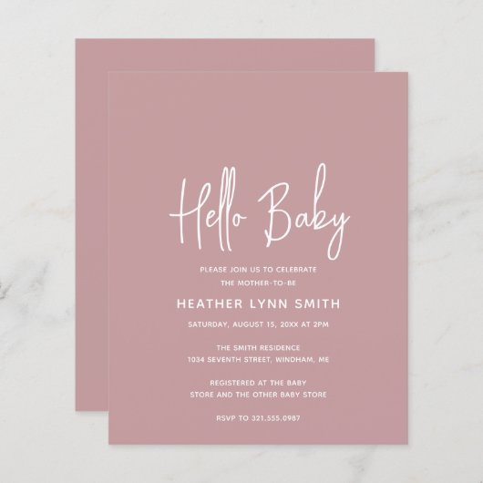 Begroting van het Roos Hallo Baby shower (Voorkant / Achterkant)