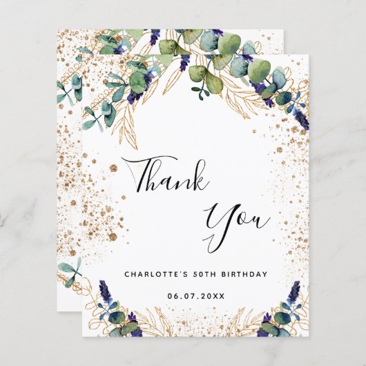 Begroting verjaardag 50 eucalyptus - bedankt voor  (Voorkant / Achterkant)