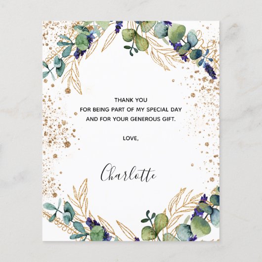 Begroting verjaardag 50 eucalyptus - bedankt voor  (Achterkant)