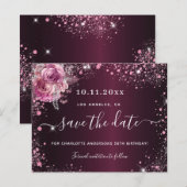 Begroting verjaardag bogundy roze floral save the (Voorkant / Achterkant)