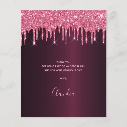 Begroting verjaardag Bourgogne roze naam dank je c (Achterkant)