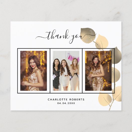 Begroting verjaardag eucalyptus foto bedankt kaart (Voorkant)