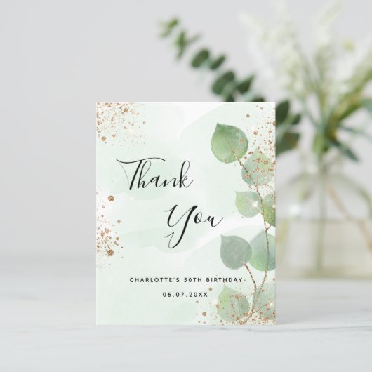 Begroting verjaardag eucalyptus glitter dank je cr (Staand voorkant)