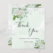 Begroting verjaardag floral Silver greenery bedank (Voorkant / Achterkant)