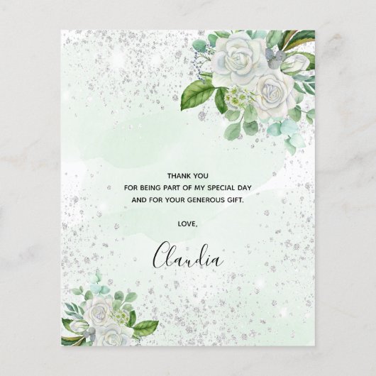 Begroting verjaardag floral Silver greenery bedank (Achterkant)