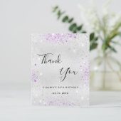 Begroting verjaardag zilveren paarse glitter bedan (Staand voorkant)