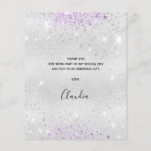 Begroting verjaardag zilveren paarse glitter bedan (Achterkant)