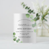 Begroting verjaardag zilvereucalyptusuitnodiging (Staand voorkant)