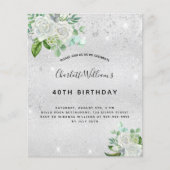 Begroting verjaardag zilverglitter floral greenery (Voorkant)