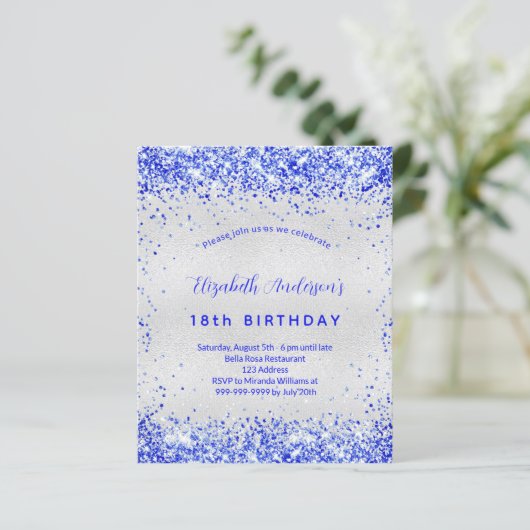 Begroting verjaardag zilverkoninklijke blauwe uitn (Staand voorkant)