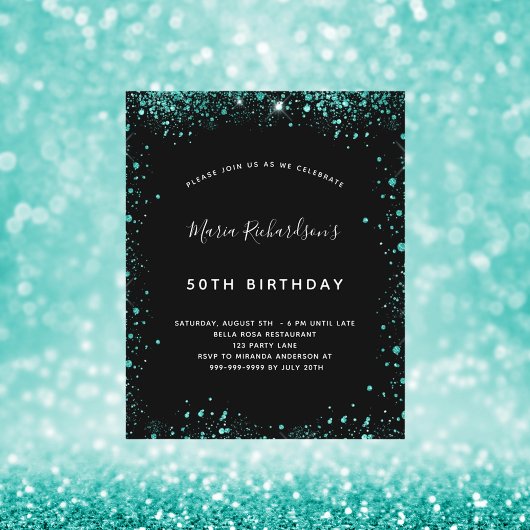 Begroting verjaardag zwarte blauwgroen groene uitn