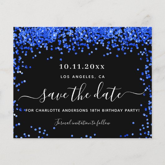 Begroting verjaardag zwarte koninklijk blauw met u (Voorkant)