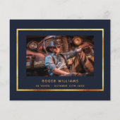 Begroting verjaardagsblauw goudfoto bedankt (Achterkant)