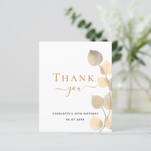 Begroting verjaardagsdatum eucalyptus goud dank je (Staand voorkant)