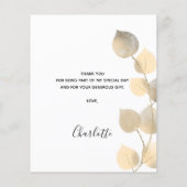 Begroting verjaardagsdatum eucalyptus goud dank je (Achterkant)