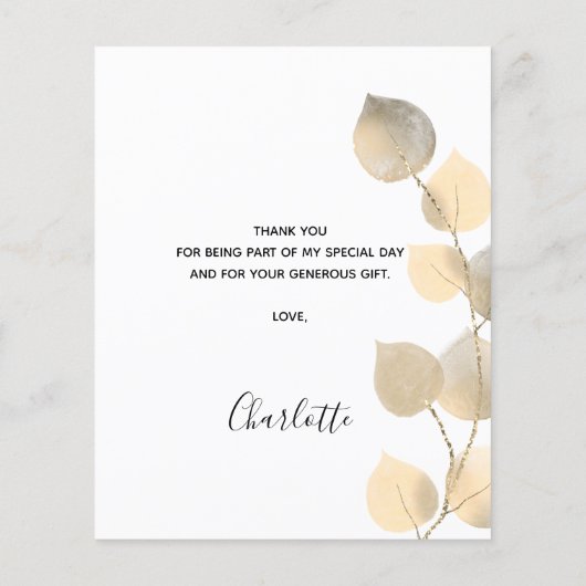 Begroting verjaardagsdatum eucalyptus goud dank je (Achterkant)