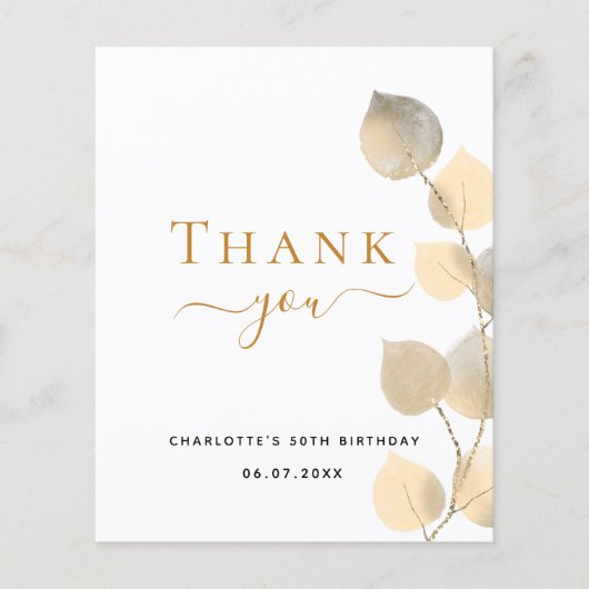 Begroting verjaardagsdatum eucalyptus goud dank je (Voorkant)