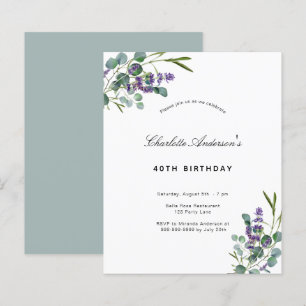 Begroting verjaardagsdatum eucalyptus lavender uit
