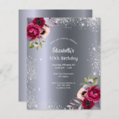 Begroting verjaardagsfeest zilverbloemuitnodiging (Voorkant / Achterkant)