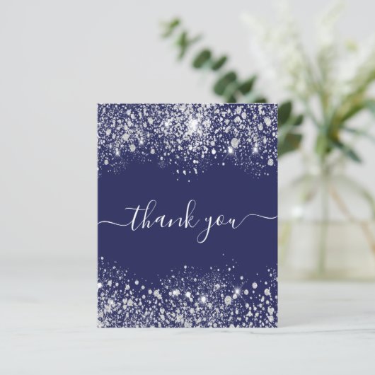 Begroting verjaardagsnavy blauw glitter stof bedan (Staand voorkant)