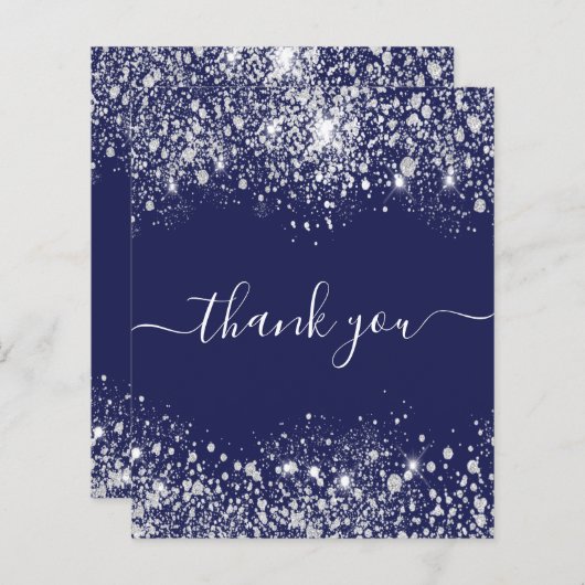 Begroting verjaardagsnavy blauw glitter stof bedan (Voorkant / Achterkant)