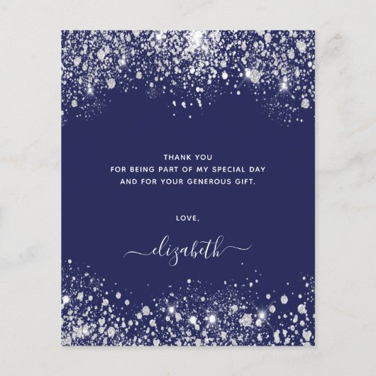 Begroting verjaardagsnavy blauw glitter stof bedan (Achterkant)