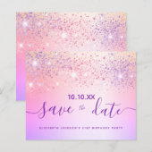 Begroting verjaardagsregenbooglitter roze behalve  (Voorkant / Achterkant)