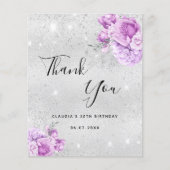 Begroting verjaardagszilveren paarse floralen beda (Voorkant)