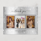 Begroting verjaardagszilverglitter foto bedankt (Voorkant)