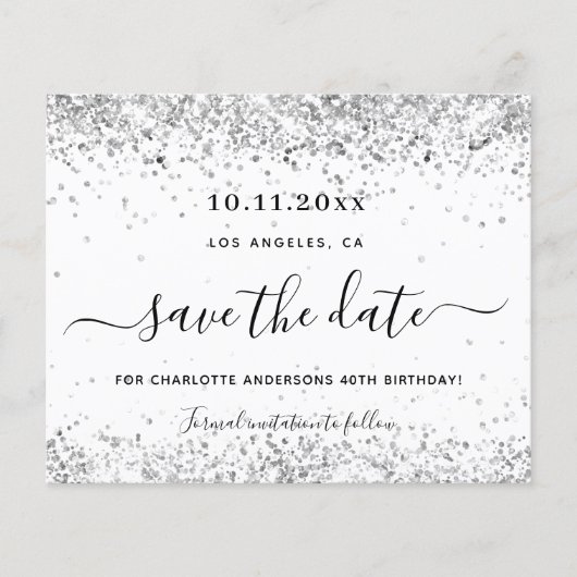 Begroting verjaart witte zilverglitter behalve dat (Voorkant)