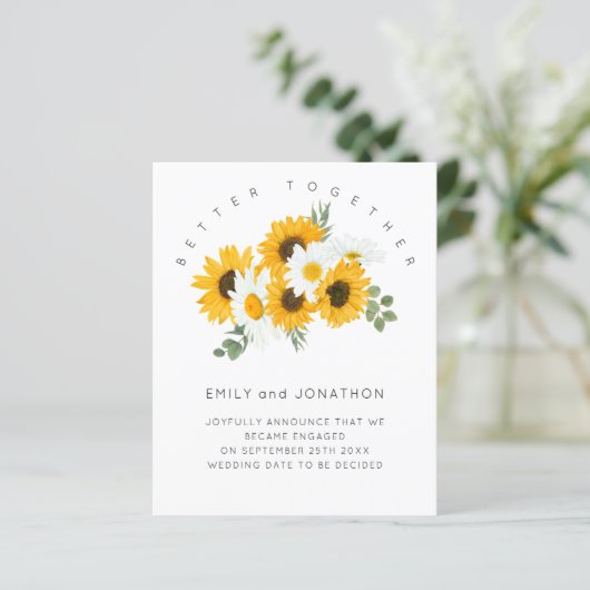 Begroting Verloving zonnebloemen Aankondiging beke (Staand voorkant)