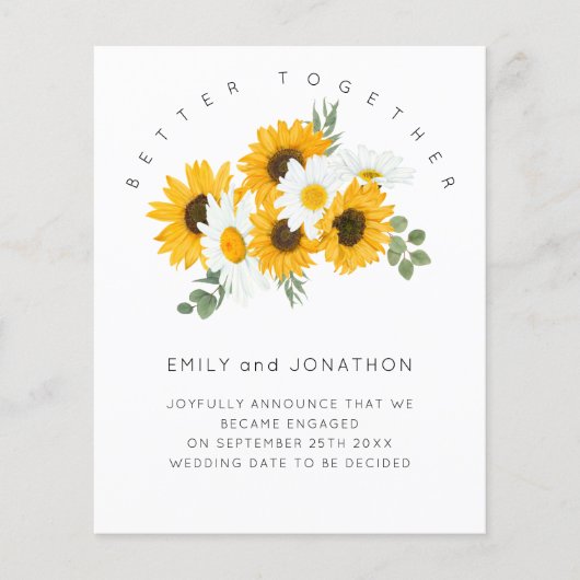 Begroting Verloving zonnebloemen Aankondiging beke (Voorkant)