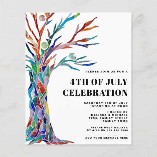 Begroting Vierde van de Uitnodiging van de Dag van Flyer (Voorkant)