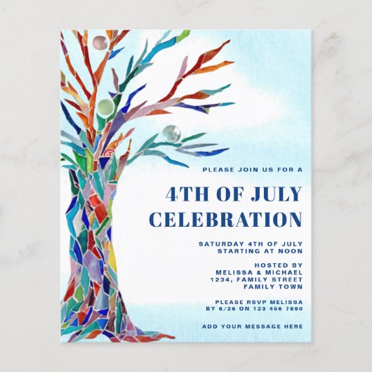 Begroting Vierde van de Uitnodiging van de Dag van Flyer (Voorkant)