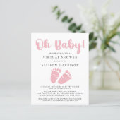 Begroting Virtual Baby shower Pink Feet Invitation (Staand voorkant)